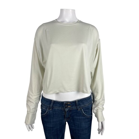 Lululemon Abrasion Resistant Training Long Sleeve Shirt 4 Cropped Elixir Ivory - Picture 1 of 6